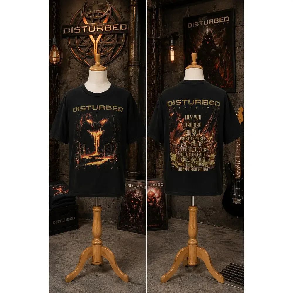 Disturbed Divisive Tour Band Tee 2XL Heavy Metal Rock Graphic Shirt